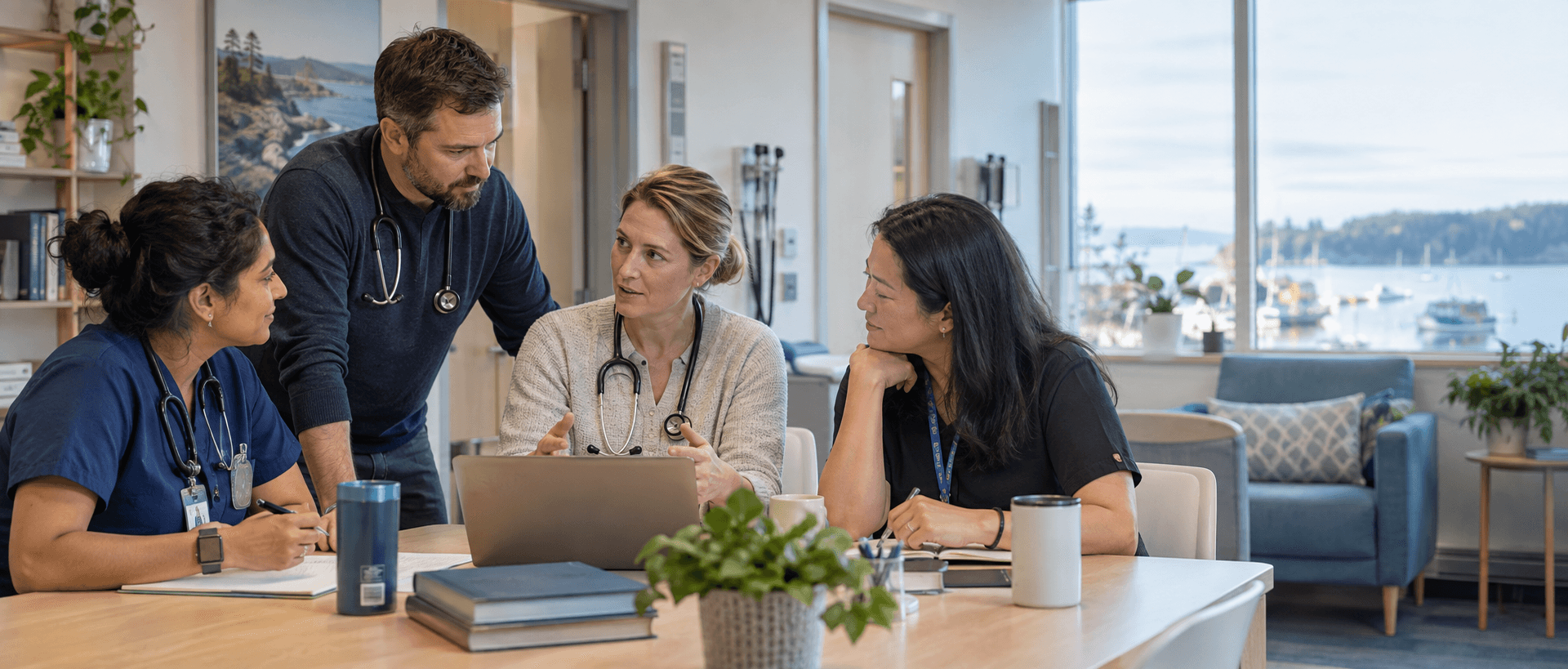 An interdisciplinary primary care team collaborating in a community clinic